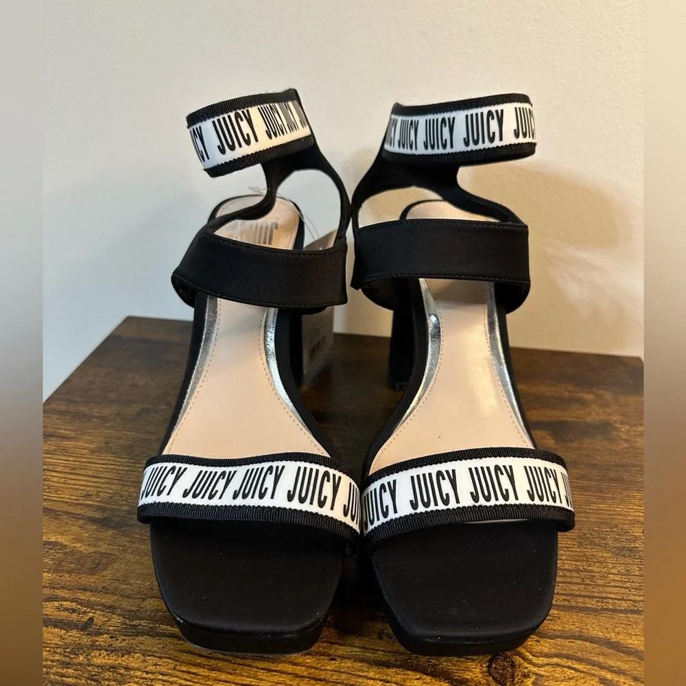 Juicy Couture Womens JUICY GLISSA BLACK High Heeled Ankle Strap Sandal s…